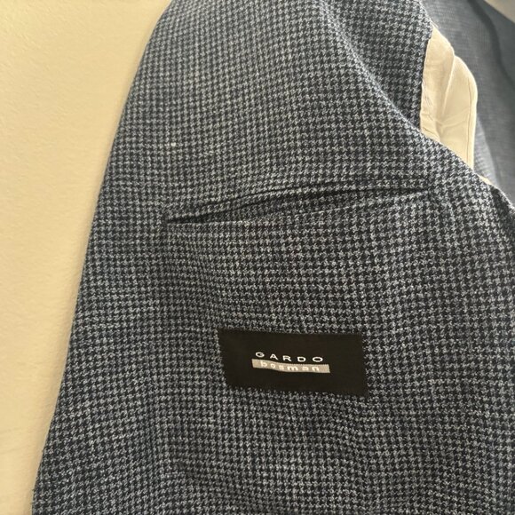 Gardo Bosman Unstructured Blue Houndstooth Wool Linen Sport Coat/ Blazer 38 - 40 - Picture 6 of 11
